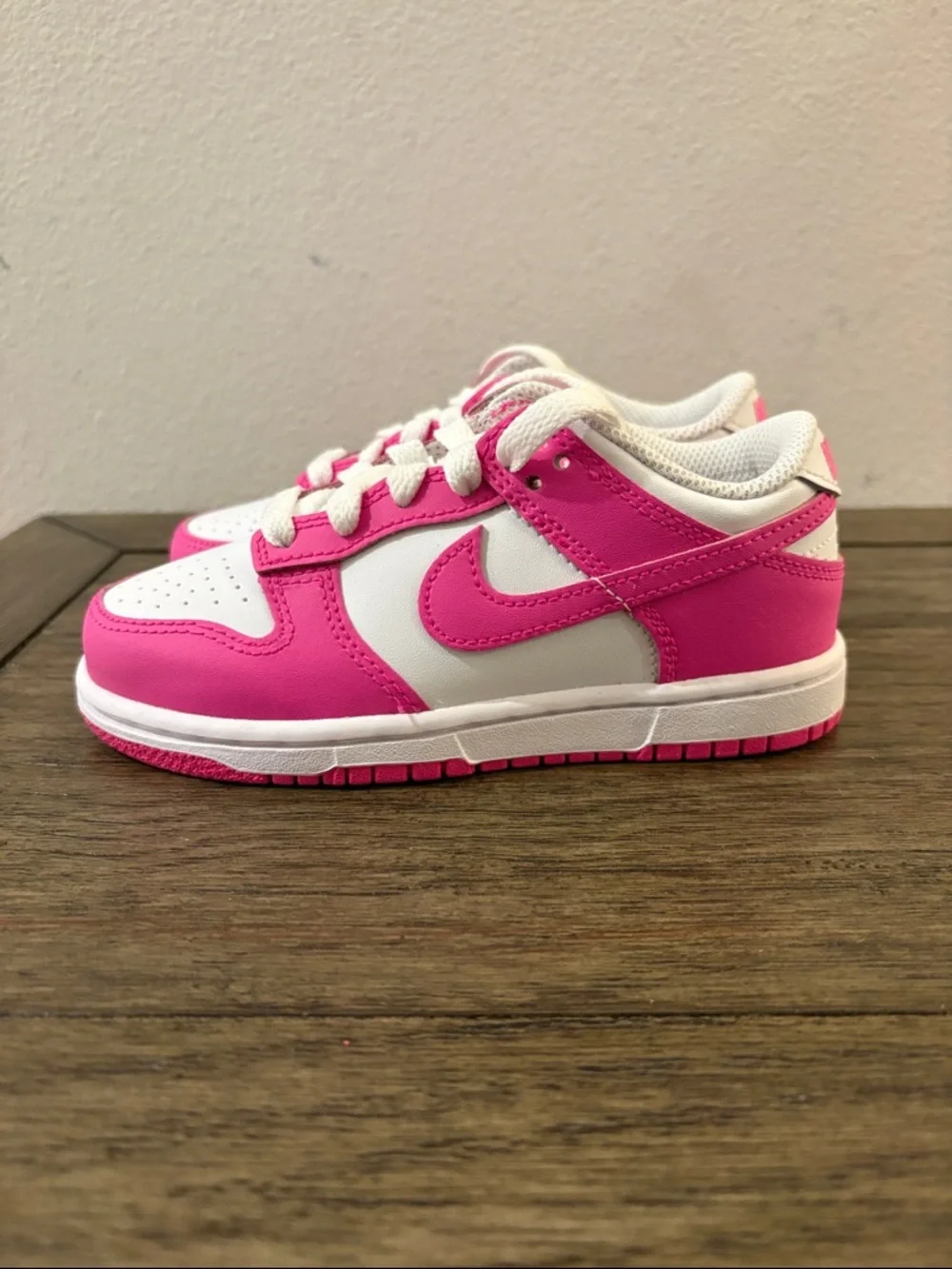 NIB [Nike] Dunk Low Top Shoes Sneakers Fuchsia Pink/White Little Kids Youth 11 C - Picture 10 of 16